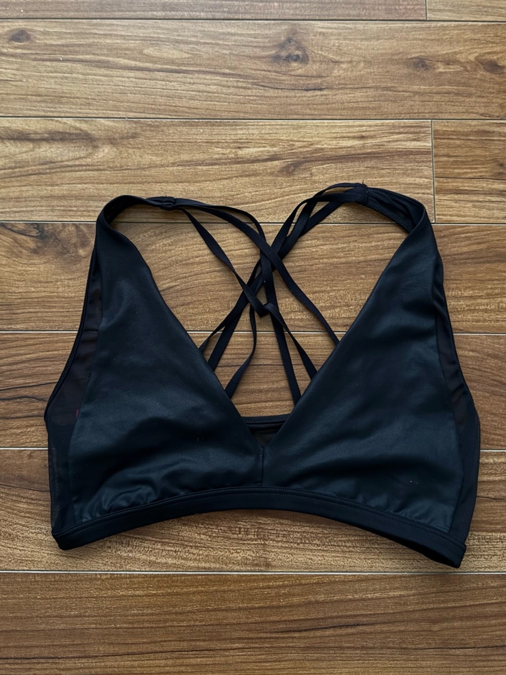 La Senza Black Strappy V-Neck Bralette Medium Mesh Lingerie